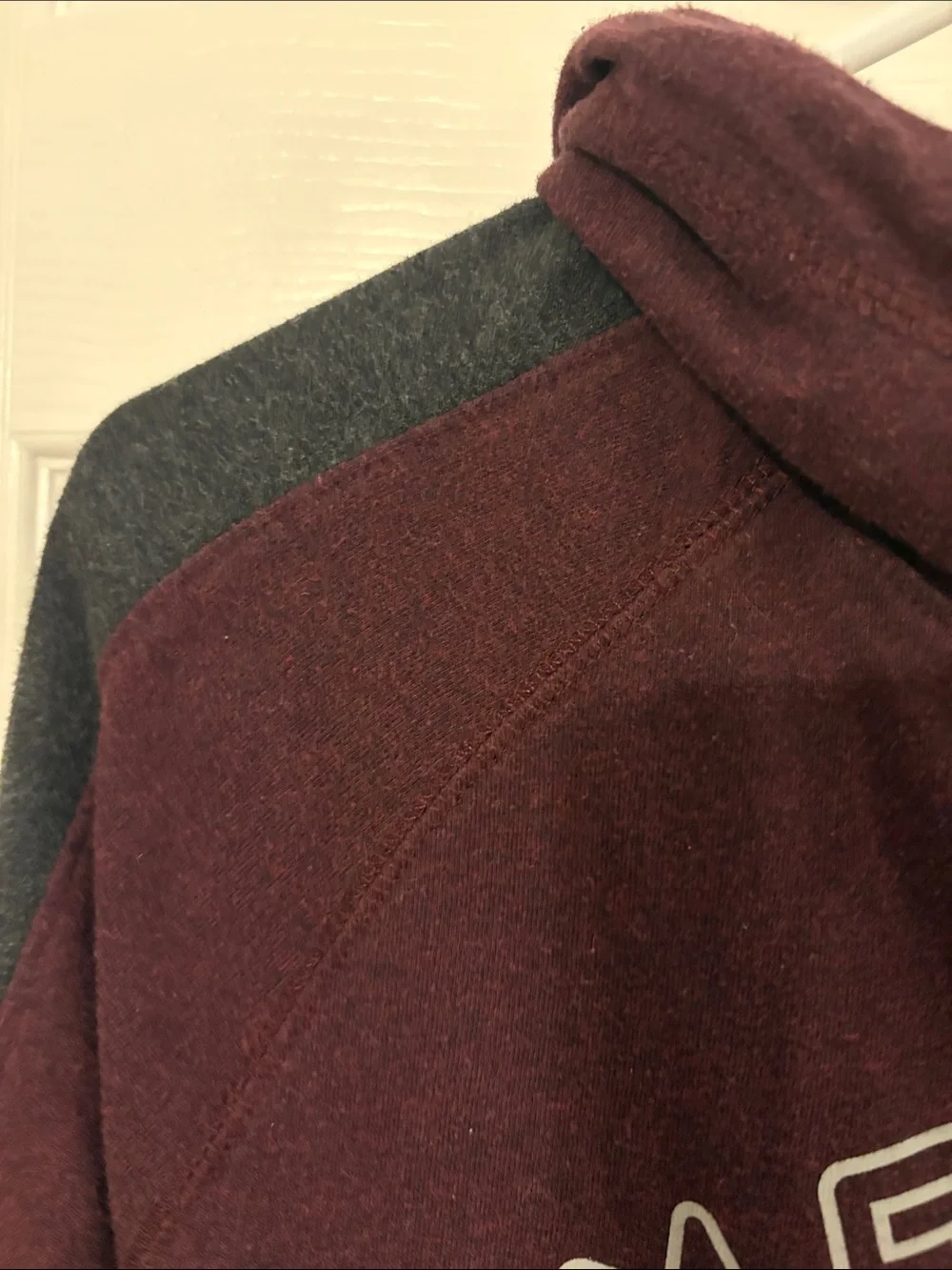 American Eagle Outfitters Maroon Crewneck Hoodie with Gray Accents